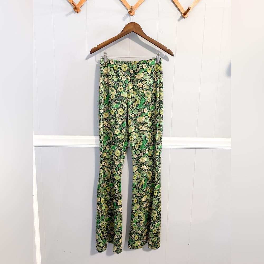 Zara Green Floral Wide-Leg Pants - Picture 4 of 8